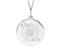 LKBEADS Pendentif rond Soleil Céleste en argent sterling 925 | LK_NLC_02339 | round coin engraved numeric pendant with 18 inch cable chain patriotic history inspired jewelry gift for