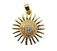 LKBEADS Pendentif soleil céleste | avec pierre de zircone cubique, en acier inoxydable plaqué or, 19 x 19 mm | Bijou inspiré par la nature, porte-bonheur | LK_CHP_0027_W