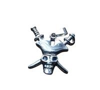 LKBEADS Pendentif tête de mort de capitaine en acier inoxydable 40 x 32 mm, plaqué argent, collier sans chaîne, fait main pour hommes et femmes, symbole de pouvoir, bijou significatif | LK_SSP_0245
