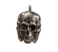 LKBEADS Pendentif tête de mort en acier inoxydable 28 x 19 mm plaqué argent, collier sans chaîne, fait main pour hommes et femmes, symbole de pouvoir, bijou significatif | LK_SSP_0063