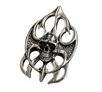LKBEADS Pendentif tête de mort gothique en acier inoxydable 52 x 33 mm, plaqué argent, collier sans chaîne, fait main pour hommes et femmes, symbole de pouvoir, bijou symbolique | LK_SSP_0066
