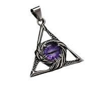 LKBEADS Pendentif triangle œil de dragon en acier inoxydable 30 x 30 mm, plaqué argent, collier sans chaîne, fait main pour hommes et femmes, symbole de pouvoir, bijou significatif | LK_SSP_0176