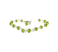 LKBEADS Peridot Bracelet rondelle 5mm feacted 7inch Sterling Silver Stacking Beaded Bracelet, Simple Layering, Dainty Gemstone Bracelet, Fine Jewelry, Minimalist,