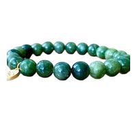 LKBEADS Pierre de jade vert naturel 8 mm | Pierre ronde à taille lisse | Pierre verte | Bracelet élastique énergétique | Bracelet de guérison | Bijou fait main | LK_WOSB_00417_8