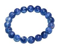 LKBEADS Pierre de kyanite naturelle 10 mm | Forme ronde, taille lisse | Pierre bleue | Bracelet élastique énergétique | Bracelet de guérison | Bijou fait main | LK_WOSB_00713_6.5