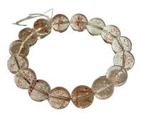 LKBEADS Pierre de quartz Super Seven naturelle de 13 mm | Forme ronde, taille lisse | Pierre grise | Bracelet élastique énergétique | Bracelet de guérison | Bijou fait main | LK_WOSB_00336_6.5