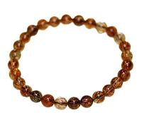LKBEADS Pierre précieuse naturelle Super Seven 7 mm | Forme ronde, taille lisse | Couleur orange | Bracelet élastique énergétique | Bracelet de guérison | Bijou fait main | LK_WOSB_00718_7