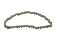 LKBEADS Pyrite naturelle 4 mm | Pierre taillée en rondelle facettée | Pierre grise | Bracelet extensible porte-bonheur | Bracelet motivation | Bijou fait main | LK_WOSB_00934_7.5