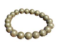 LKBEADS Pyrite naturelle 8 mm | Pierre ronde à taille lisse | Pierre grise | Bracelet extensible porte-bonheur | Bracelet de motivation | Bijou fait main | LK_WOSB_00140_8