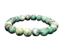 LKBEADS Pyrite verte naturelle 8 mm | Pierre ronde à taille lisse | Pierre multicolore | Bracelet élastique | Bracelet de guérison | Bijou fait main | LK_WOSB_00238_6.5