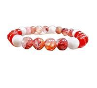 LKBEADS Quartz de feu naturel, cornaline et pierre de lune, 8 mm | Pierre ronde à taille lisse | Pierre multicolore | Bracelet élastique | Bijou fait main | LK_WOSB_00251_7