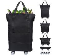 LKbeuuu Sac d'épicerie réutilisable à roulettes avec roulettes, sac fourre-tout à roulettes amovible, sac à bagages, utilisé pour le shopping, le camping, les voyages, offrir des cadeaux à des amis