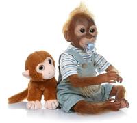 LKBOBIRBÉBÉ Reborn 50cm 20 Pouces Réaliste Poupée Singes Silicone Bebe Garçons Filles Cadeaux de Vacances pour Nouveaux Bébés (Bleu)