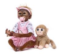 LKBOBIRBÉBÉ Reborn 50cm 20 Pouces Réaliste Poupée Singes Silicone Bebe Garçons Filles Cadeaux de Vacances pour Nouveaux Bébés (Rose)