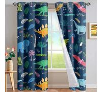 LKCD Lot De 2 Rideau Occultant Dinosaure De Dessin Animé Coloré Motif Animal 150X166Cm Isolant Thermique 3D Impression Décoration Salon Rideau Isolant Phonique pour Chambre Enfant