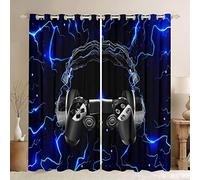 LKCD Lot De 2 Rideau Occultant Jeu De Rideau De Foudre Gamepad 264X240Cm Isolant Thermique 3D Impression Décoration Salon Rideau Isolant Phonique pour Chambre Enfant