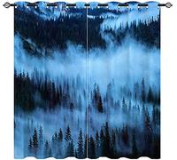 LKCD Lot De 2 Rideau Occultant Paysage De Brouillard Nature Forêt 200X160Cm Isolant Thermique 3D Impression Décoration Salon Rideau Isolant Phonique pour Chambre Enfant