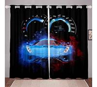 LKCD Lot De 2 Rideau Occultant Voiture De Sport À Grande Vitesse Pour Hommes Adolescents De Course 140X160Cm Isolant Thermique 3D Impression Décoration Salon Rideau Isolant Phonique Pour Chambre Enfan