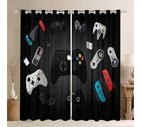 LKCD Lot De 2 Rideaux Occultants Gamer Vidéo 200X214Cm - Isolant Thermique et Phonique 3D Impression pour Chambre Enfant et Décoration Salon
