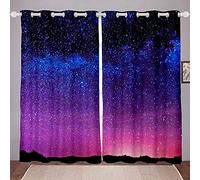 LKCD Rideau Occultant Thermiques Planète D'Étoiles De Nébuleuse D'Univers De Galaxie 3D 234X230Cm 3D Impression Rideaux Salon Moderne Thermique Isolant Polyester Rideaux Chambre Cuisine Décoration