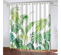 LKCD Rideau Occultant Vert Plante Tropical Feuilles 3D Impression Rideaux Salon Moderne Thermique Isolant Polyester Rideaux Chambre Cuisine Décoration 234X230CM