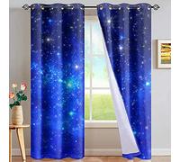 LKCD Rideau Salon Occultant - Bleu Marine Romantique Univers Galaxie Espace 200X160Cm Isolant Thermique Rideaux À Oeillets Solid Lourd Décoration De Fenêtre pour Chambre, 2 Panneau