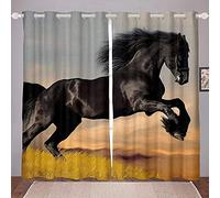 LKCD Rideau Salon Occultant - Cheval Animal Sauvage Cowboy Western Animal De Ferme 140X160Cm Isolant Thermique Rideaux À Oeillets Solid Lourd Décoration De Fenêtre pour Chambre, 2 Panneau
