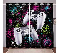 LKCD Rideau Salon Occultant - Manette De Jeu Vidéo Manette De Jeu À Pois 140X160Cm Isolant Thermique Rideaux À Oeillets Solid Lourd Décoration De Fenêtre pour Chambre, 2 Panneau
