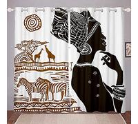 LKCD Rideau Salon Occultant - Modèle Africain Ethnique Style Tribal Africain 200X160Cm Isolant Thermique Rideaux À Oeillets Solid Lourd Décoration De Fenêtre pour Chambre, 2 Panneau