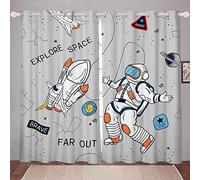 LKCD Rideaux Occultants Astronaute Space Rocket Traitement Espace Extra-Atmosphérique 140X160Cm Rideaux D'Isolation Thermique En Polyester, Rideaux Insonorisants, Pour La Chambre Des Garçons Et Des Fi