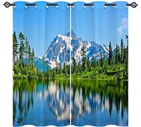 LKCD Rideaux Occultants d'enfant Paysage Naturel De Montagnes De Lac De Forêt 150X166Cm 3D Impression 100% Polyester Isolé Thermiquement Convient Aux Rideaux du Salon De La Chambre des Enfants