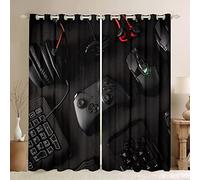 LKCD Rideaux Occultants Gamer Jeux Vidéo Adolescents Décoration Poignées De Jeu Modernes 264X240Cm Rideaux D'Isolation Thermique En Polyester, Rideaux Insonorisants, Pour La Chambre Des Garçons Et Des