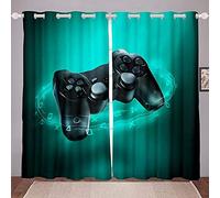 LKCD Rideaux Salon Occultants - Manette De Jeu Moderne Manette Verte 200X214Cm Paire De Rideaux À Oeillets Isolation Thermique / Draperies Tombé Lourd pour Chambre À Coucher, 2 Pièces