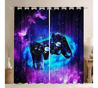 LKCD Rideaux Salon Occultants - Vidéo De La Manette De Jeu Lightning du Joueur 140X160Cm Paire De Rideaux À Oeillets Isolation Thermique / Draperies Tombé Lourd pour Chambre À Coucher, 2 Pièces