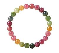 LKDCNUP Bracelet porte-bonheur, Bracelet en Tourmaline arc-en-ciel, pierre précieuse de coupe lisse, couleur multicolore, extensible, bijoux faits à la main