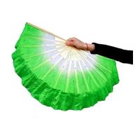 LKDCNUP Éventail de Danse du Ventre, éventail Chinois Court 30 cm + 10 Demi-Cercle en Voile Soie Paires d'éventails Yangko Bambou