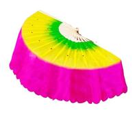 LKDCNUP Éventail de Danse du Ventre, éventail Chinois Court, 30 cm, 20, Demi-Cercle, Voile Soie, Paires d'éventails Yangko, Jaune