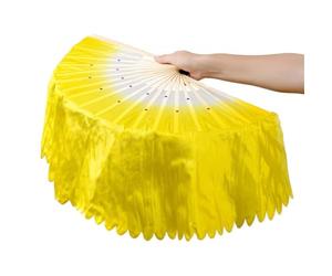 LKDCNUP Éventail de Danse du Ventre, Une Paire d'éventails Chinois Courts, éventails en Soie colorés Yangko Dansant Longs for Femmes, Accessoires Costume