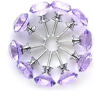 LKDCNUP Poignées d'armoire, Boutons en cristal, 10 pièces boutons de tiroir forme diamant verre 30 mm bouton porte d'armoire cuisine armoire commode poignée traction avec vis, rouge