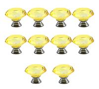 LKDCNUP Poignées d'armoire, Boutons en cristal, boutons de 30 mm, forme diamant verre, bouton porte d'armoire cuisine, tiroir, armoire, commode, poignée traction avec vis, 10 pièces