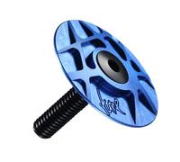 LKfjnhePF Directions VéLo Capuchon de tête en Aluminium 7075, Accessoires Casque, Extra léger, Dessus et Tige Boulon usinés CNC, Partie vélo, Risque(Blue)