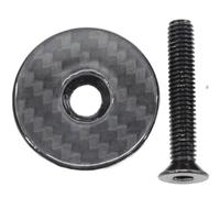 LKfjnhePF Directions VéLo Vélo Brillant Mat 3K entièrement en Fiber de Carbone Couvercle Tige vélo Casques Capuchons supérieurs boulons Titane M6x35mm(Cap and Black Bolt)