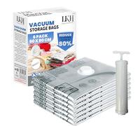 LKH Lot de 6 sacs de rangement sous vide avec pompe pour vêtements - Imperméables, hermétiques et réutilisables - Réduit le volume de 80 % - 3 valves d'étanchéité pour une compression sécurisée - 60 x