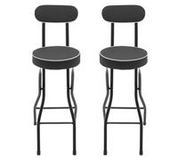 LKHDONG Lot de 2 tabourets de bar pliables - 65 cm - Chaise haute ronde rembourrée - Avec dossier - Charge maximale : 125 kg - Noir