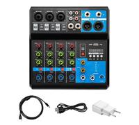 LKHDONG Mixeur audio, table de mixage DJ, 5 canaux, console de mixage, USB, Bluetooth, son stéréo, console de mixage, mixeur, mixeur, 48 V, alimentation fantôme