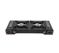 LKHDONG Réchaud à gaz portable à 2 feux - Pour camping - Table de cuisson - Table de cuisson - Réchaud à gaz double avec valise - Allumage piézoélectrique 2,5 kW (sans plaque de grill)