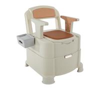 LKHDONG Toilettes portables avec capteur de veilleuse, chaise de toilette de voyage pour adultes, toilettes ménagères, capacité de charge de 200 kg (marron)