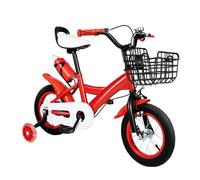 LKHDONG Vélo pour enfant de 12 pouces à partir de 2 à 4 ans, pédalier avec roues stabilisatrices et panier, vélo enfant fille garçon, vélo enfant réglable en hauteur, rouge