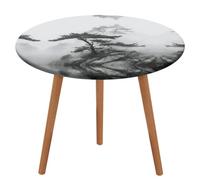 LKHDS Foggy Mountain - Nappe ronde avec bord élastique facile à nettoyer, imperméable, résistante à l'huile, convient aux tables rondes pour dîner, pique-nique en plein air
