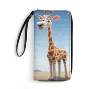 LKHDS Petit sac en cuir avec dragonne Motif girafe imprimé girafe Portefeuille en cuir véritable pour homme et femme Portefeuille portable exquis et personnalisé, blanc, 19,7 x 10,5 cm, blanc,